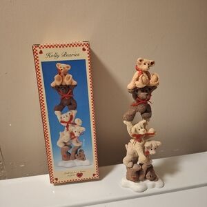Kurt Adler Holly Bearies Sculpture - Brown, Cream, Red